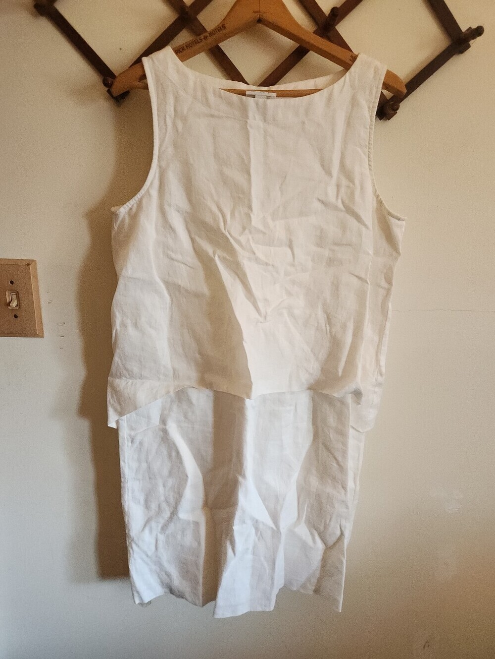 Pure Jill White Sleeveless Linen Layered Dress Lined Cotton Knee Length Medium